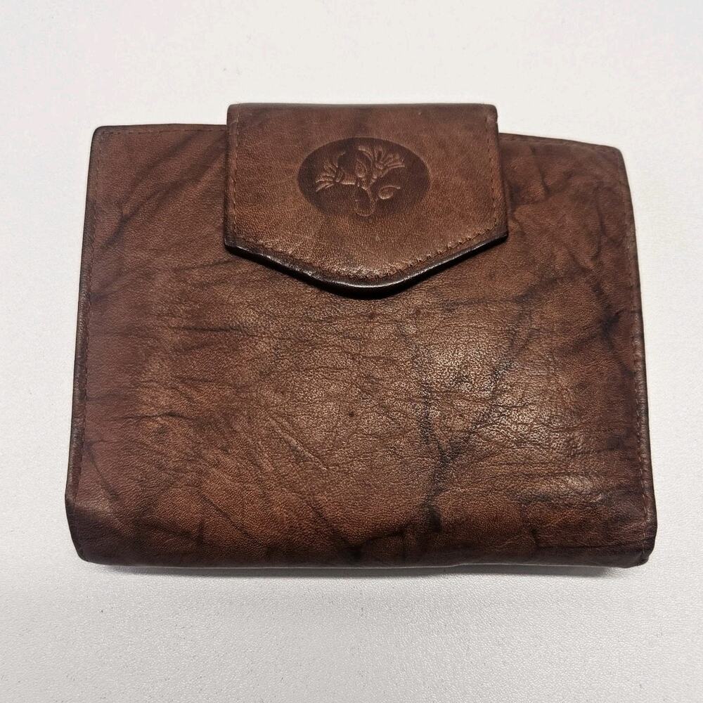 Vtg Buxton Burgundy Wallet Top Grain Cowhide Exterior Coin Folded Floral Cowboy